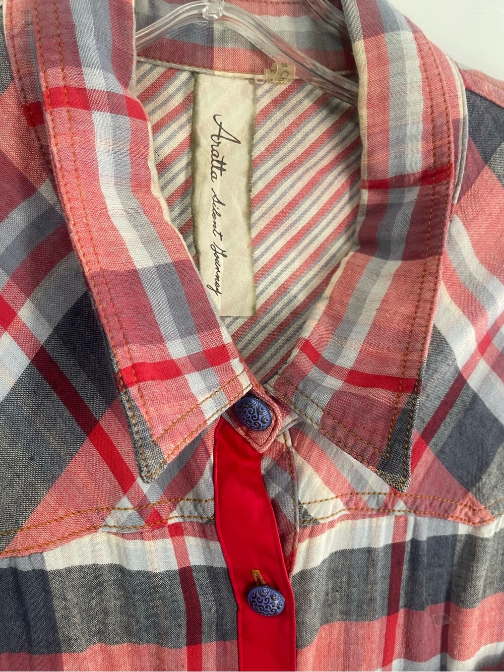 Aratta Silent Journey mixed media plaid floral maxi dress/duster boho western XL - Picture 6 of 16